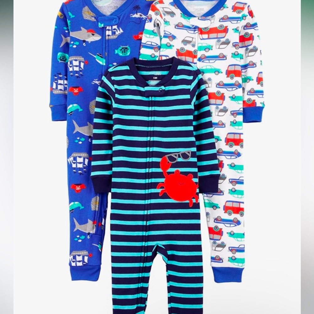 Simple Joys by Carter's baby-boys 3-pack Snug Fit Footless Cotton Pajamas.